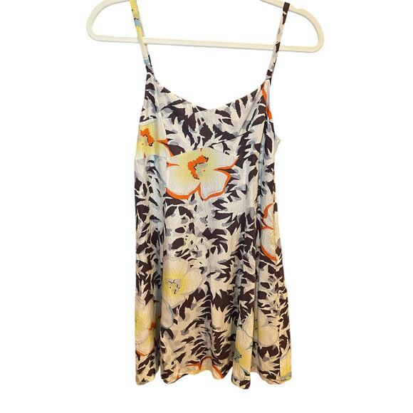 HD in Paris Anthropologie Women 2 Silk Dress Fern & Flower Flowy Slip Dress Boho - Picture 3 of 14